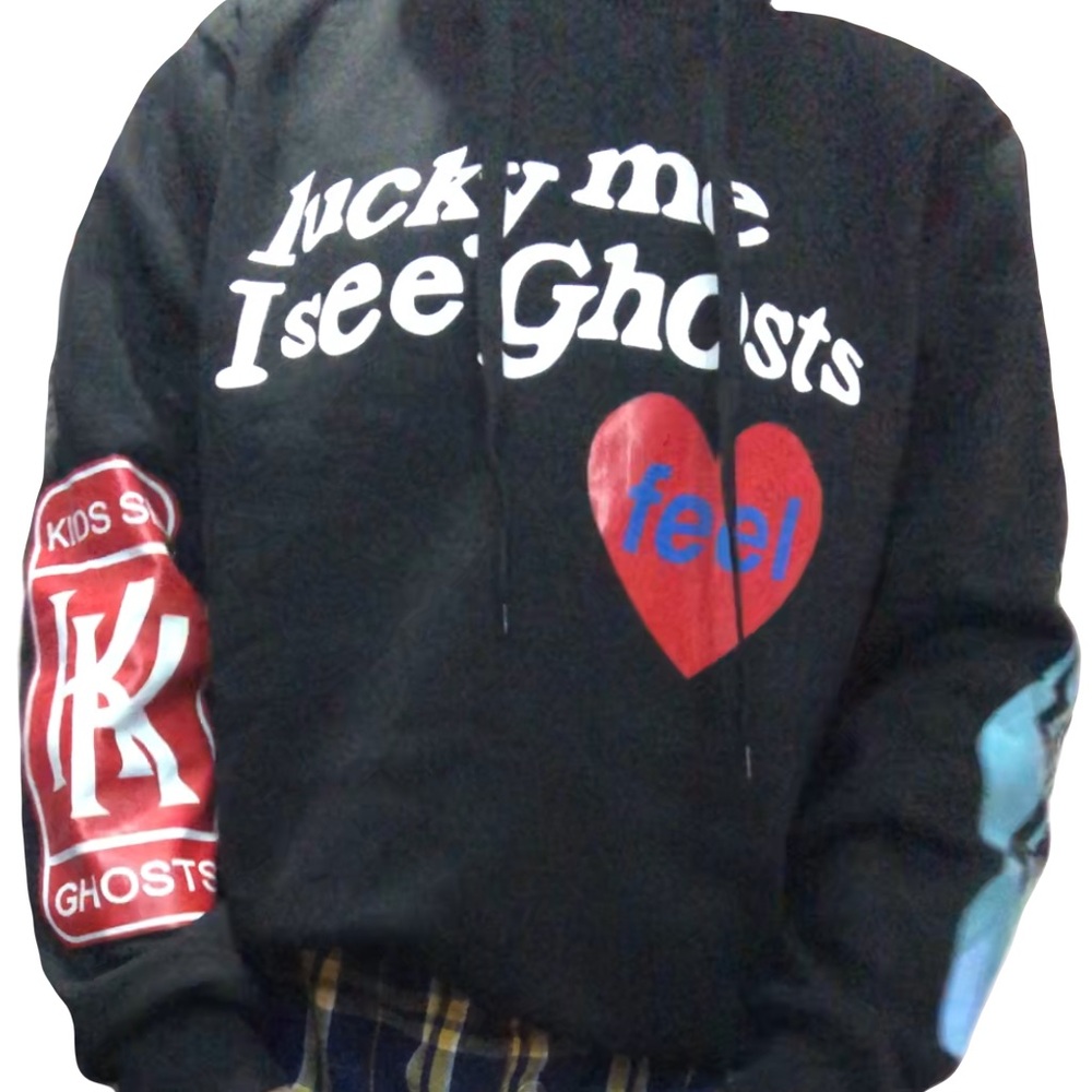 black lucky me i see ghosts kids see ghosts kanye camp flog gnaw hoodie size xs